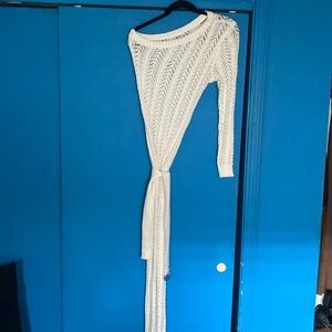 White cable knit dress. With high slit. Never worn.